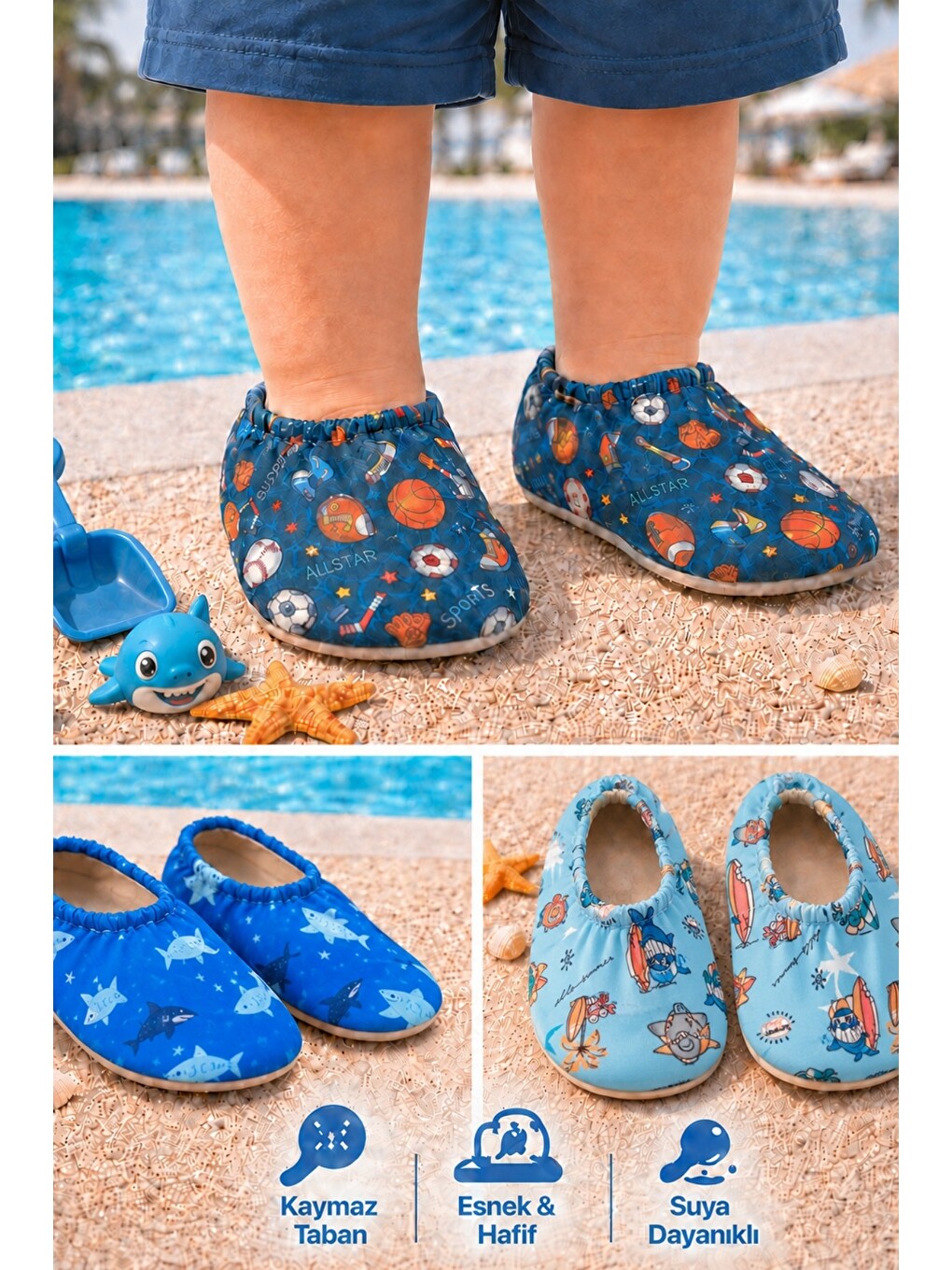 Mavi Baby Kaymaz Tabanlı Unisex Bebek Çocuk Deniz Ayakkabısı Ve Havuz Patiği-1