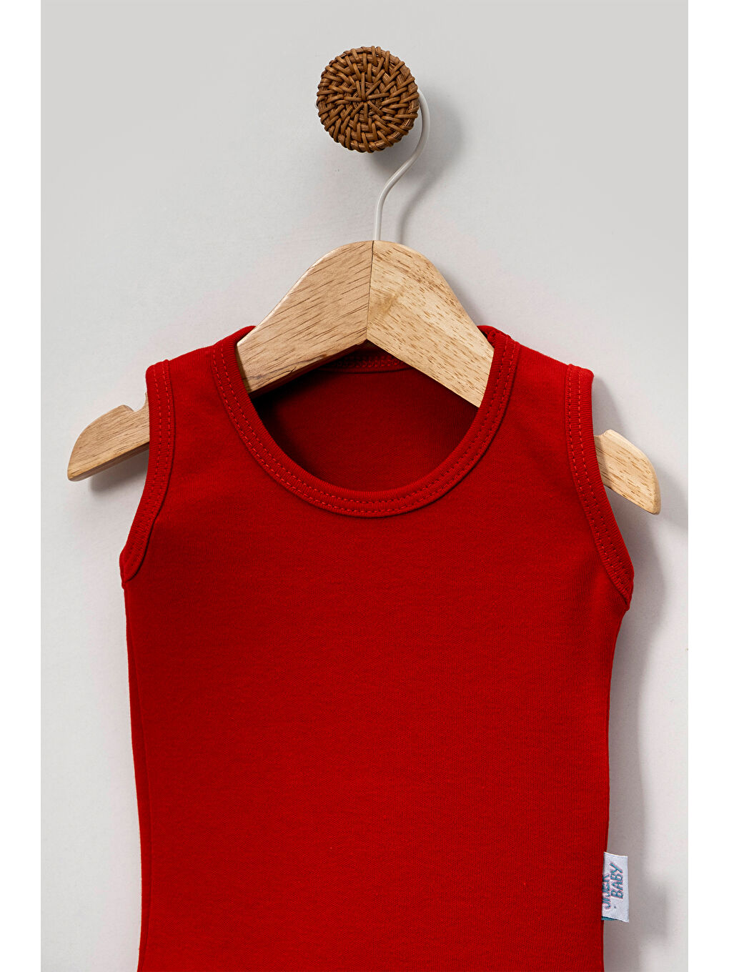 Kırmızı 5'li Zıbın Bebek Askılı Çıtçıtlı Body %100 Pamuk-2