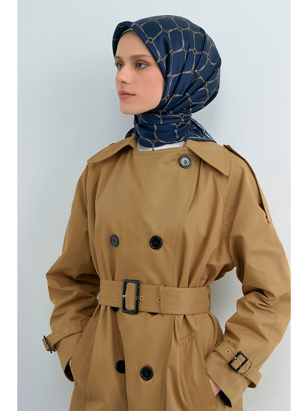 Lacivert Saf İpek Twill Eşarp 9538d 85