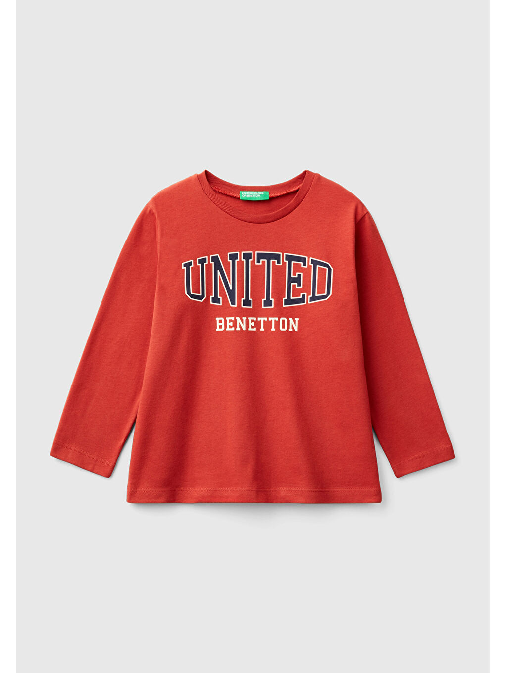 United Colors Of Benetton Kahverengi Erkek Çocuk Tarçın Önü Logo Baskılı Sweatshirt