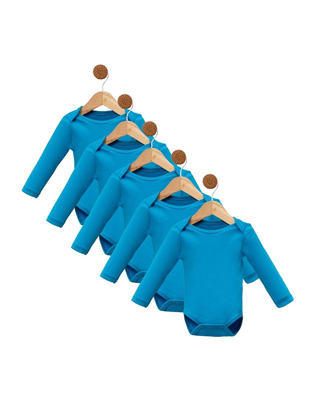 Turkuaz 5'li Zıbın Uzun Kollu %100 Pamuk Çıtçıtlı Bebek Body