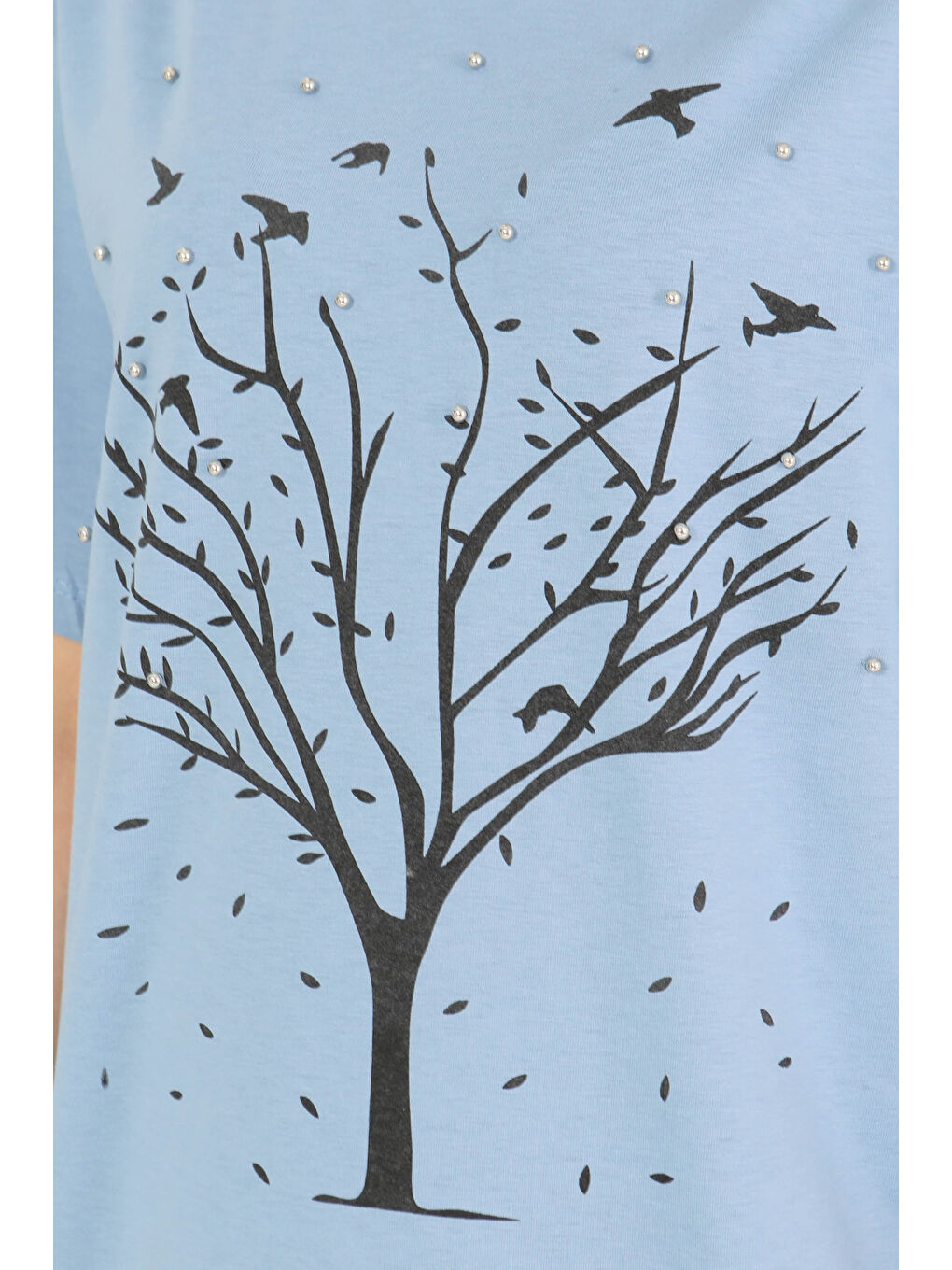 İndigo Baskılı Taşlı T-Şhirt Indigo - 27375-3