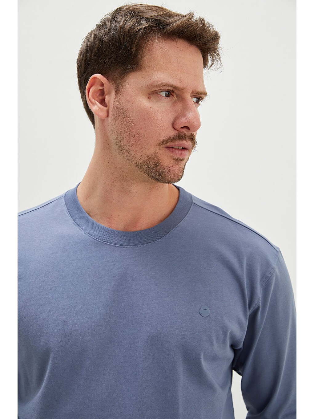Mavi Baskılı Bisiklet Yaka Sweatshirt-4
