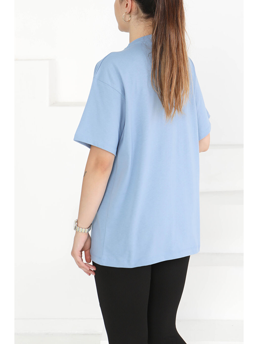 İndigo Baskılı Taşlı T-Şhirt Indigo - 27375-4