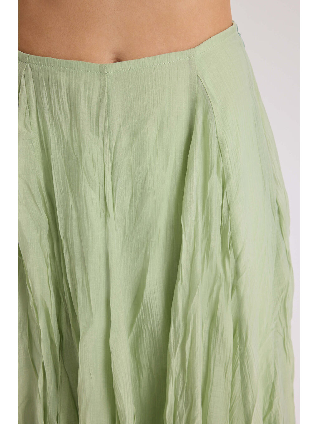 Freesia Kırışık Yeşil Uzun Etek-6