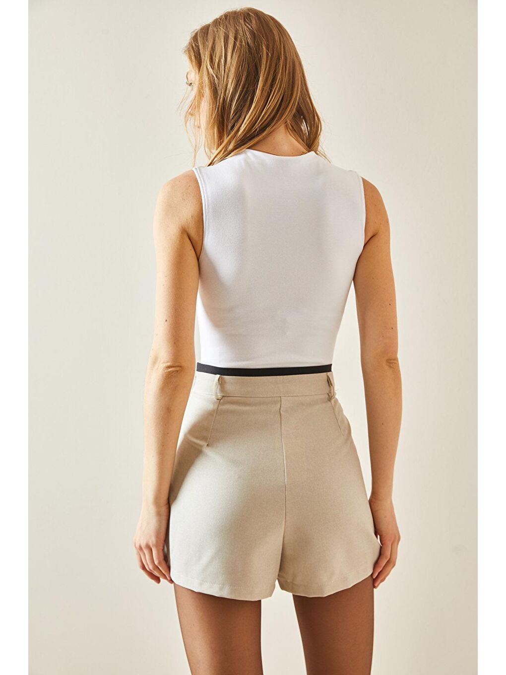 Bej Pile Detaylı Şort Etek 5YXK7-48243-25-4