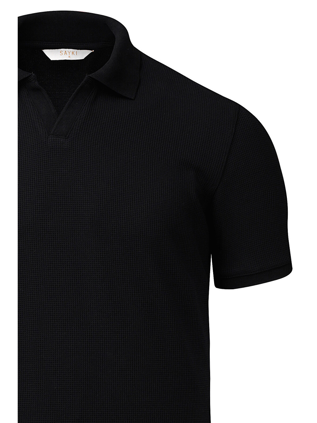 Siyah Regular Fit Polo Yaka Pamuklu Tişört-1