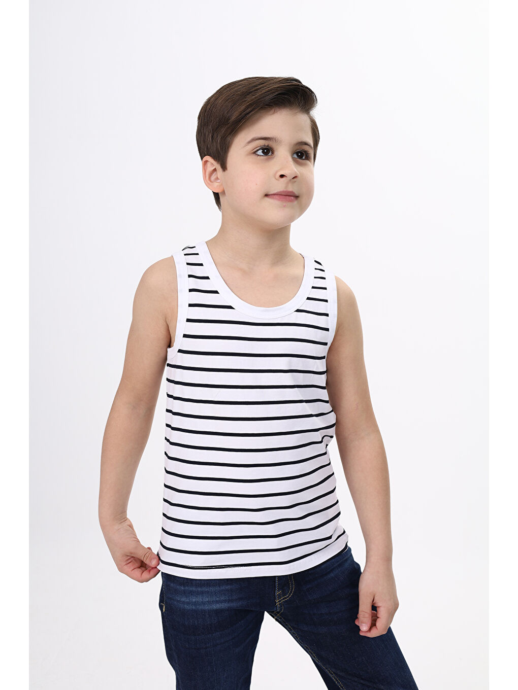 Lacivert Erkek Çocuk Çizgili Atlet