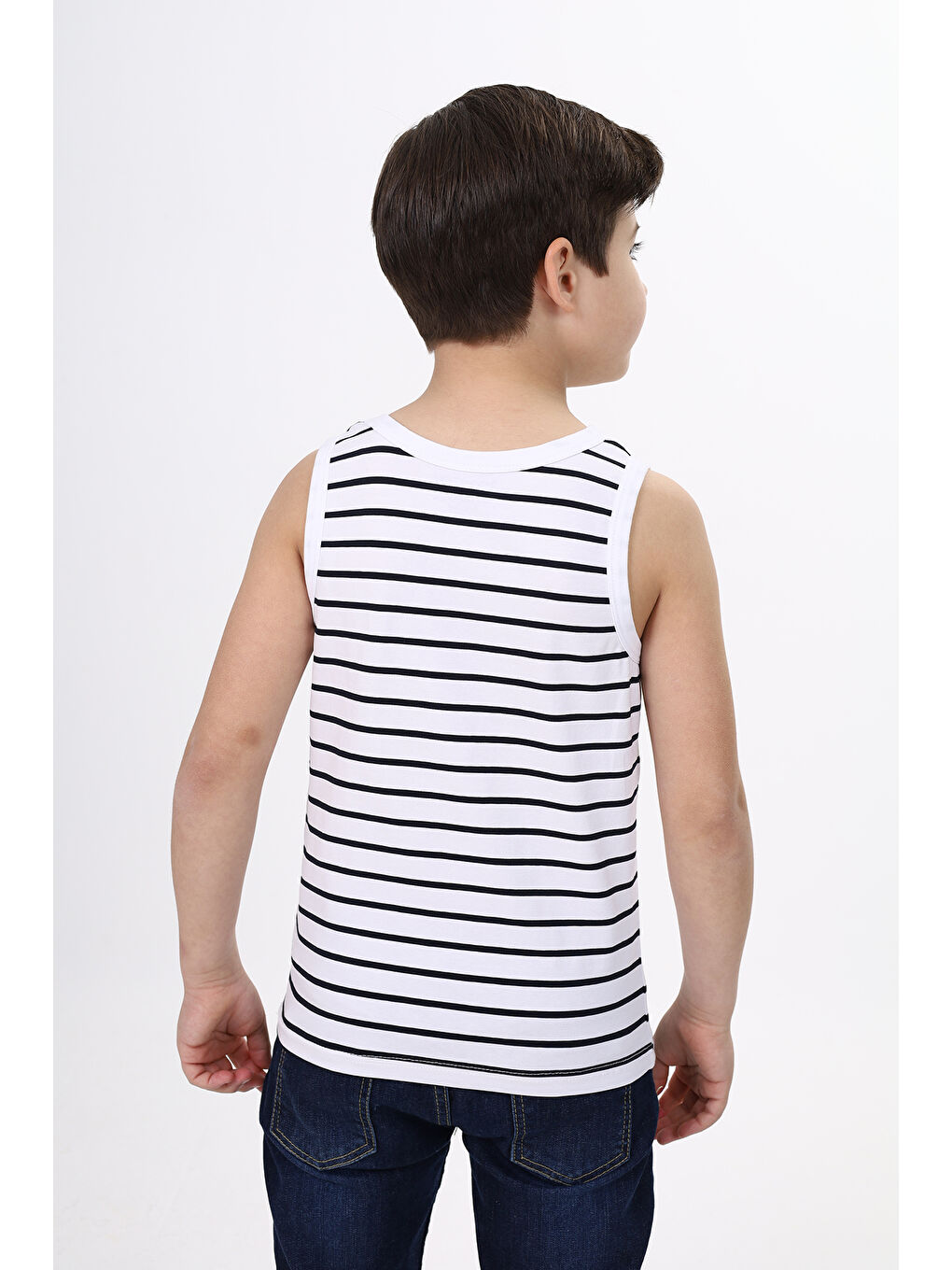 Lacivert Erkek Çocuk Çizgili Atlet-2