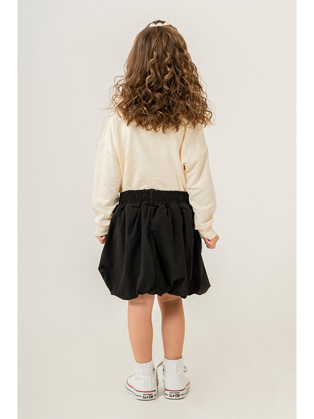 Siyah Fiyonklu Badili Balon Etekli Kız Çocuk Takım 20384-2