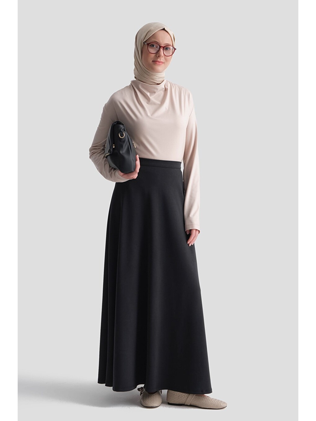 Modal Kloş Etek Siyah-1