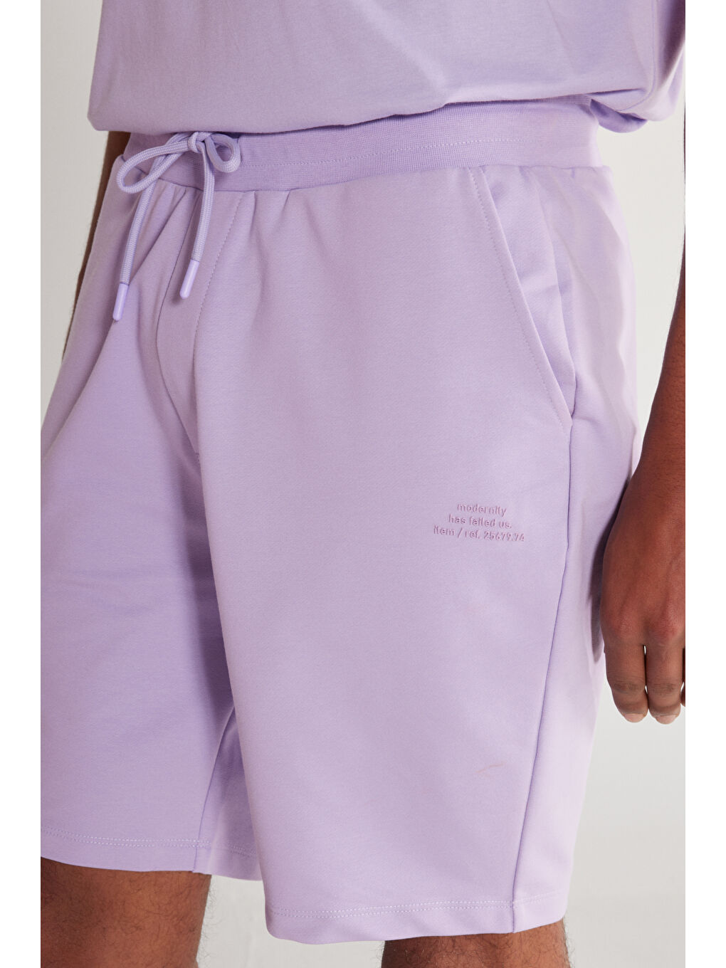 Erkek Lila Standart Fit Normal Kesim Pamuklu Cepli Rahat Örme Şort-4
