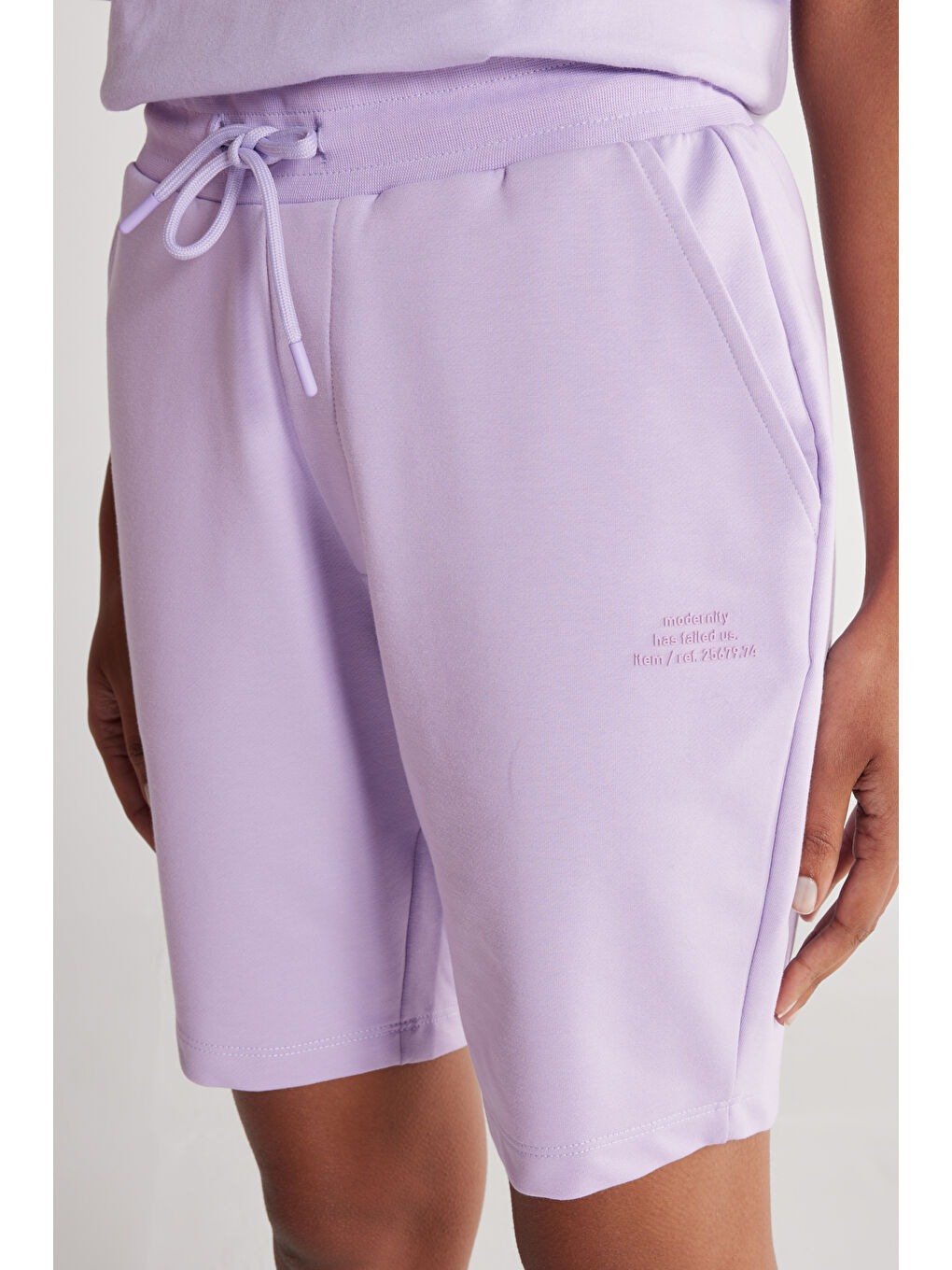 Erkek Lila Standart Fit Normal Kesim Pamuklu Cepli Rahat Örme Şort-9