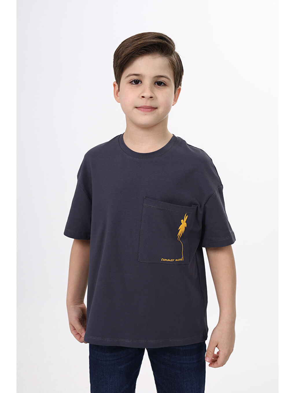 Antrasit Erkek Çocuk Baskılı Tişört