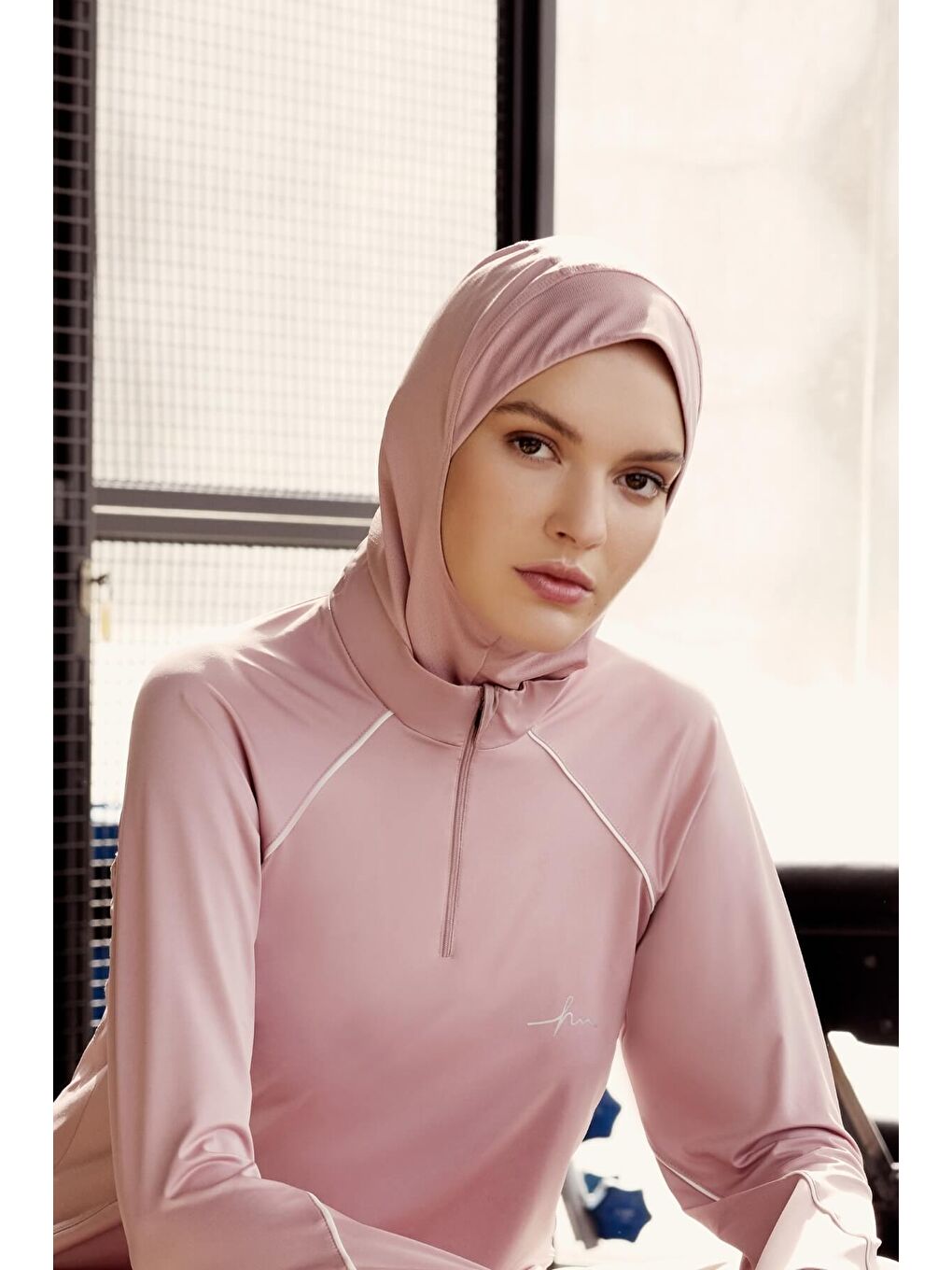 Pembe Active Tesettür Spor Antrenman Bonesi Act-27 Somon Renk-1