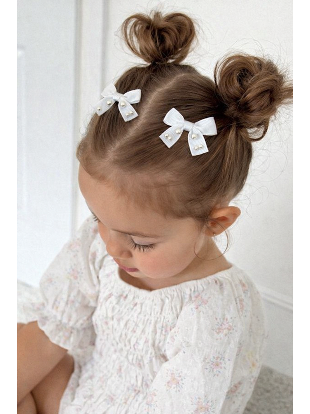 İnci Aksesuarlı 2'Li Toka Beyaz-1