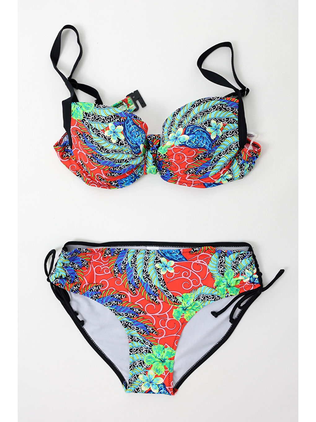 Kadın Siyah Çok Renkli Yüksek Bel Toparlayıcı Bikini Takım HZL24S-LC7015-2