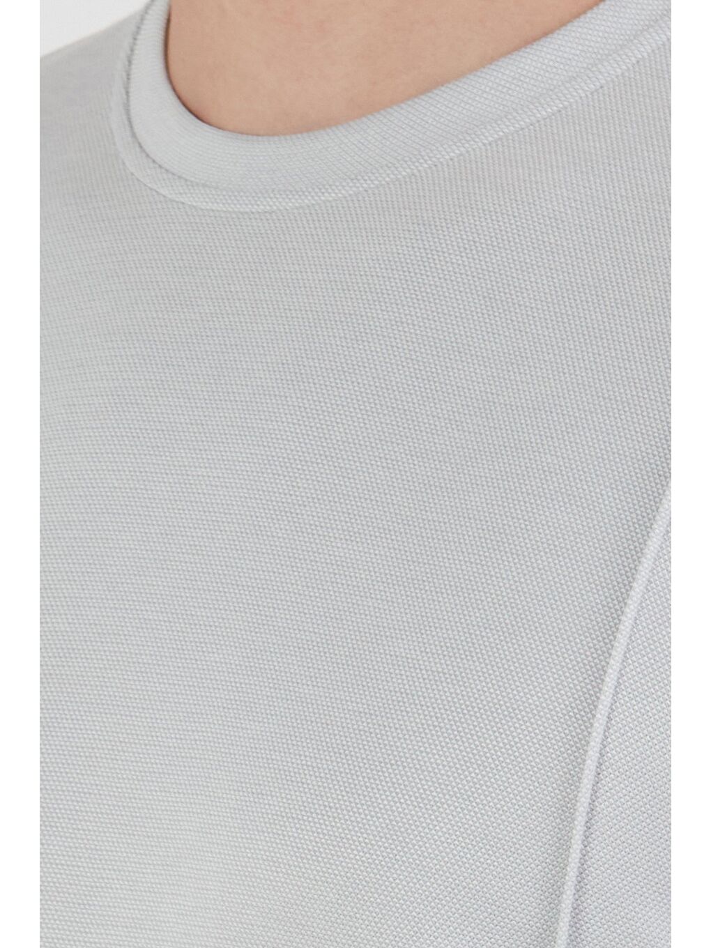 Gri Basic Çimalı Bisiklet Yaka Tişört-4