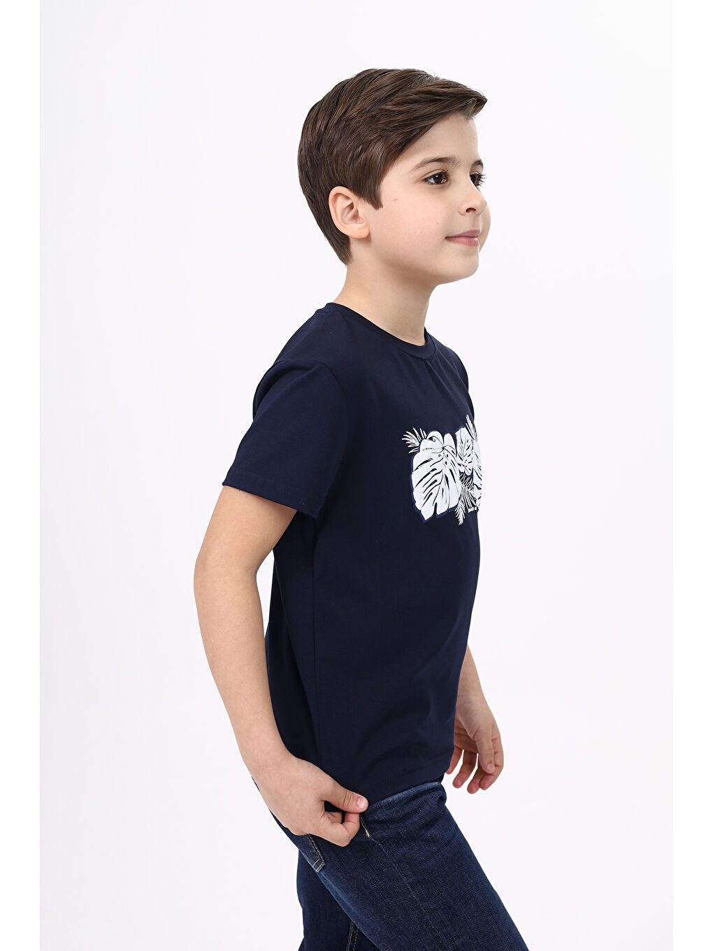 Lacivert Erkek Çocuk Baskılı Tişört-2