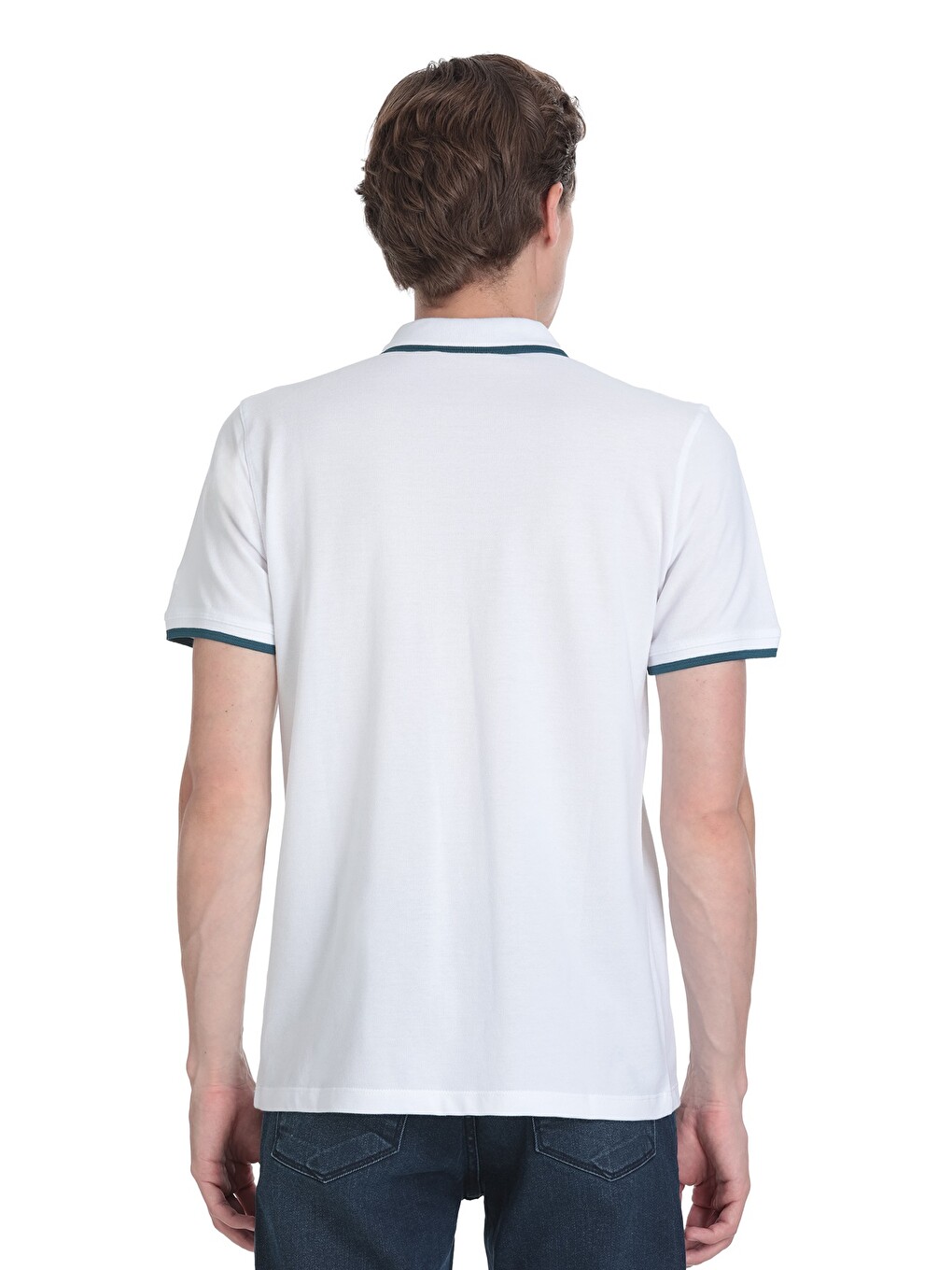 Beyaz Regular Fit 100% Pamuk Polo Yaka Rayon Tişört-4