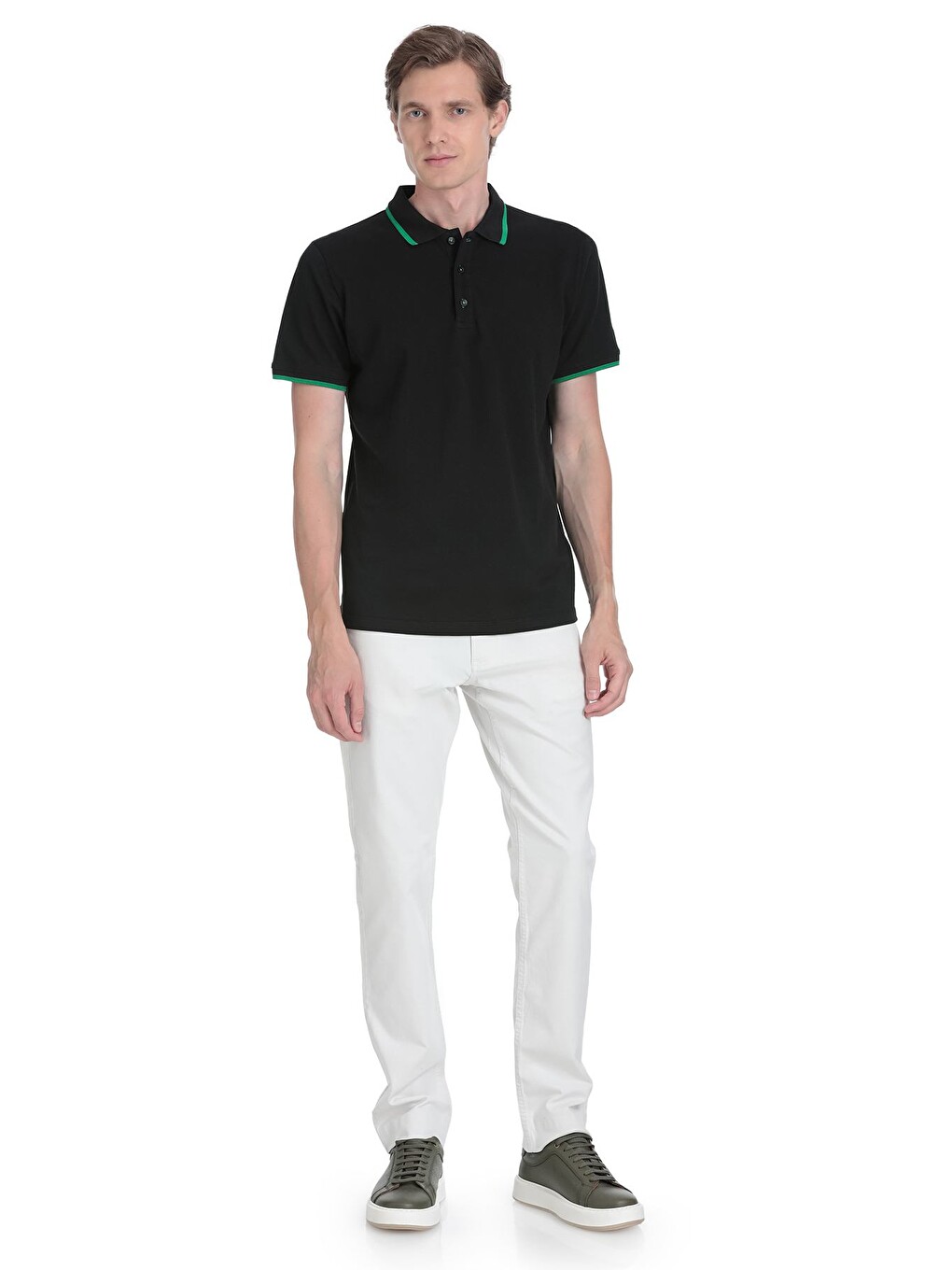 Siyah Regular Fit 100% Pamuk Polo Yaka Rayon Tişört-1