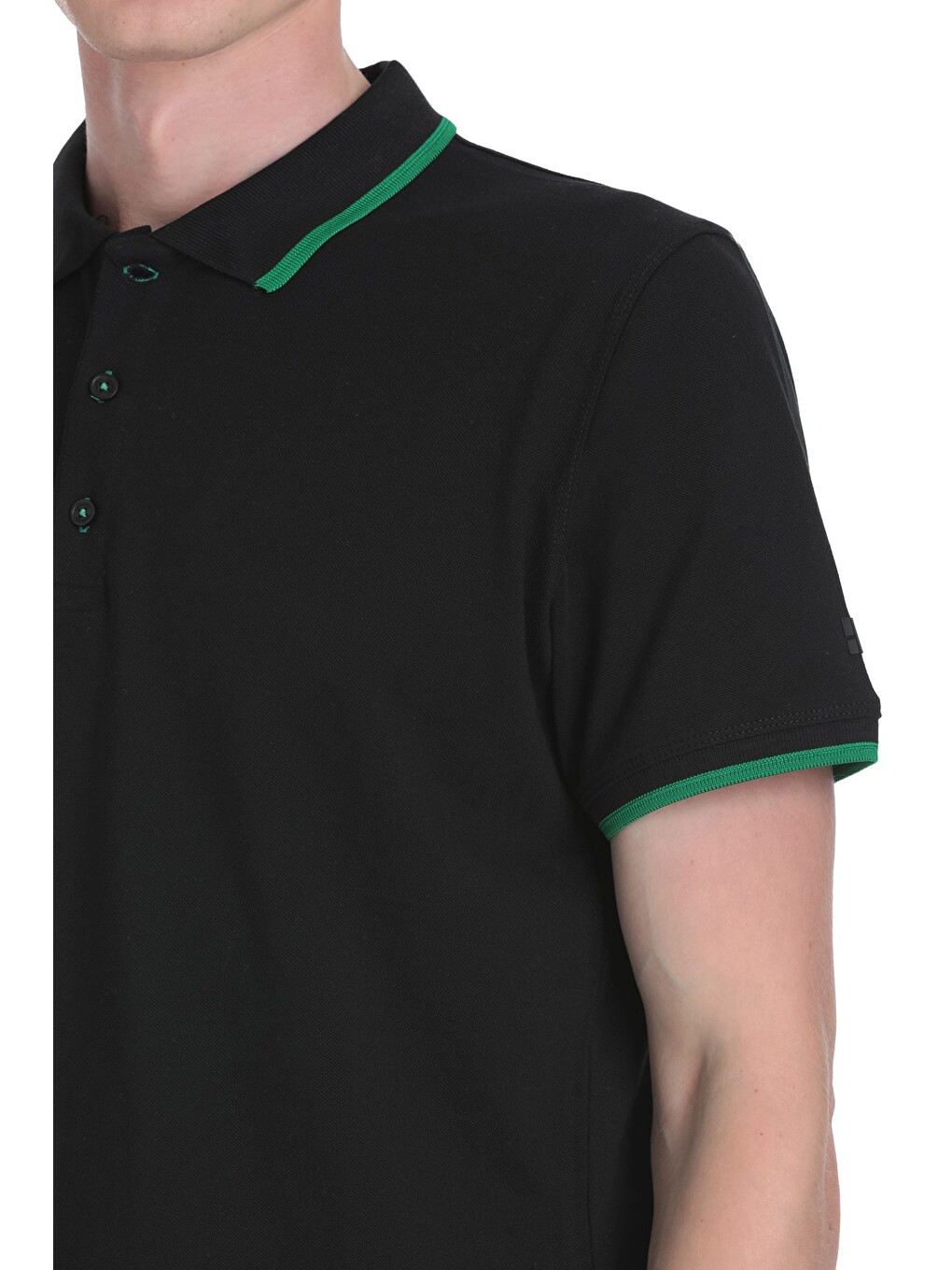 Siyah Regular Fit 100% Pamuk Polo Yaka Rayon Tişört-3