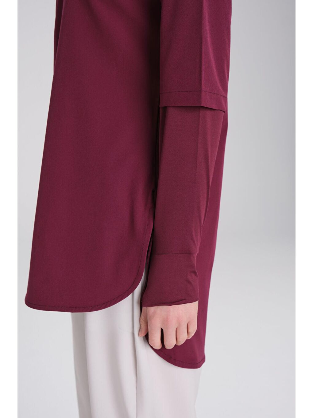 Active Uzun Kollu Yakası Fermuarlı Mor Tesettür Antrenman Tişörtü Act-9-5