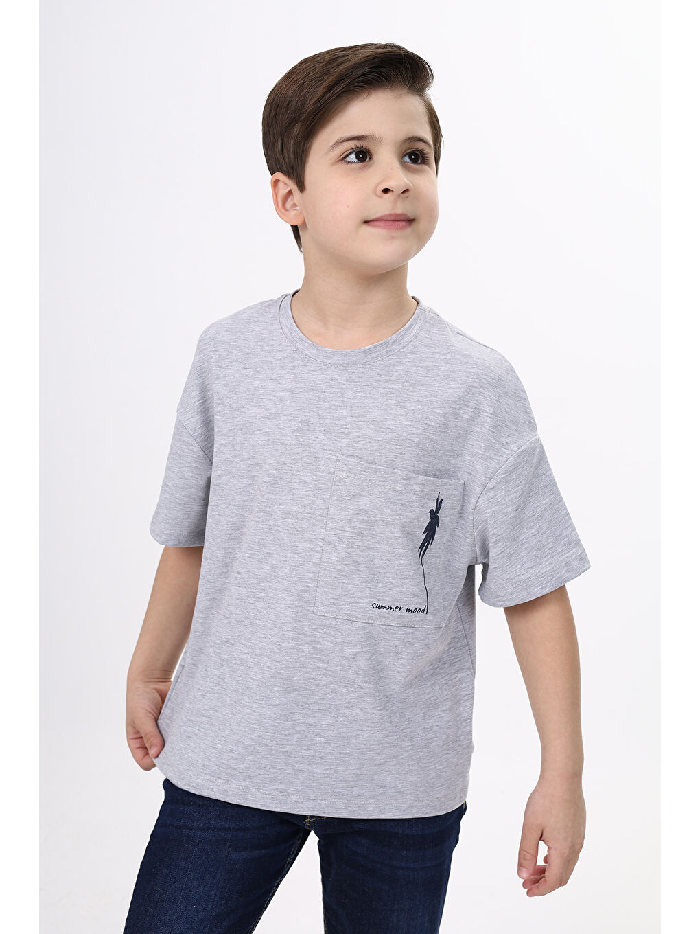 Gri Erkek Çocuk Baskılı Tişört