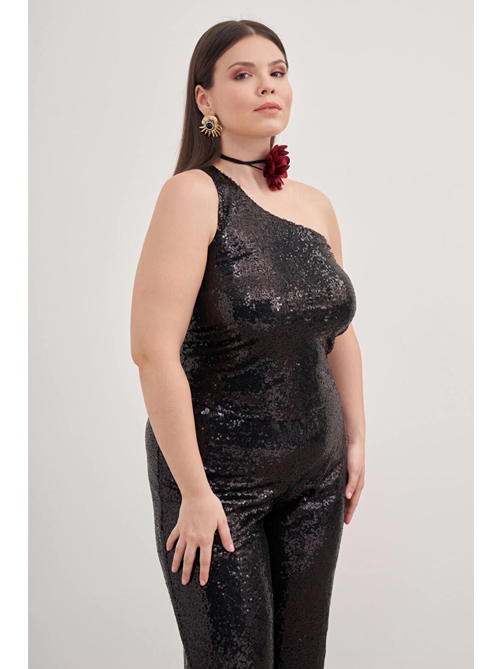 Siyah Tek Omuz Astarlı Payetli Top-1