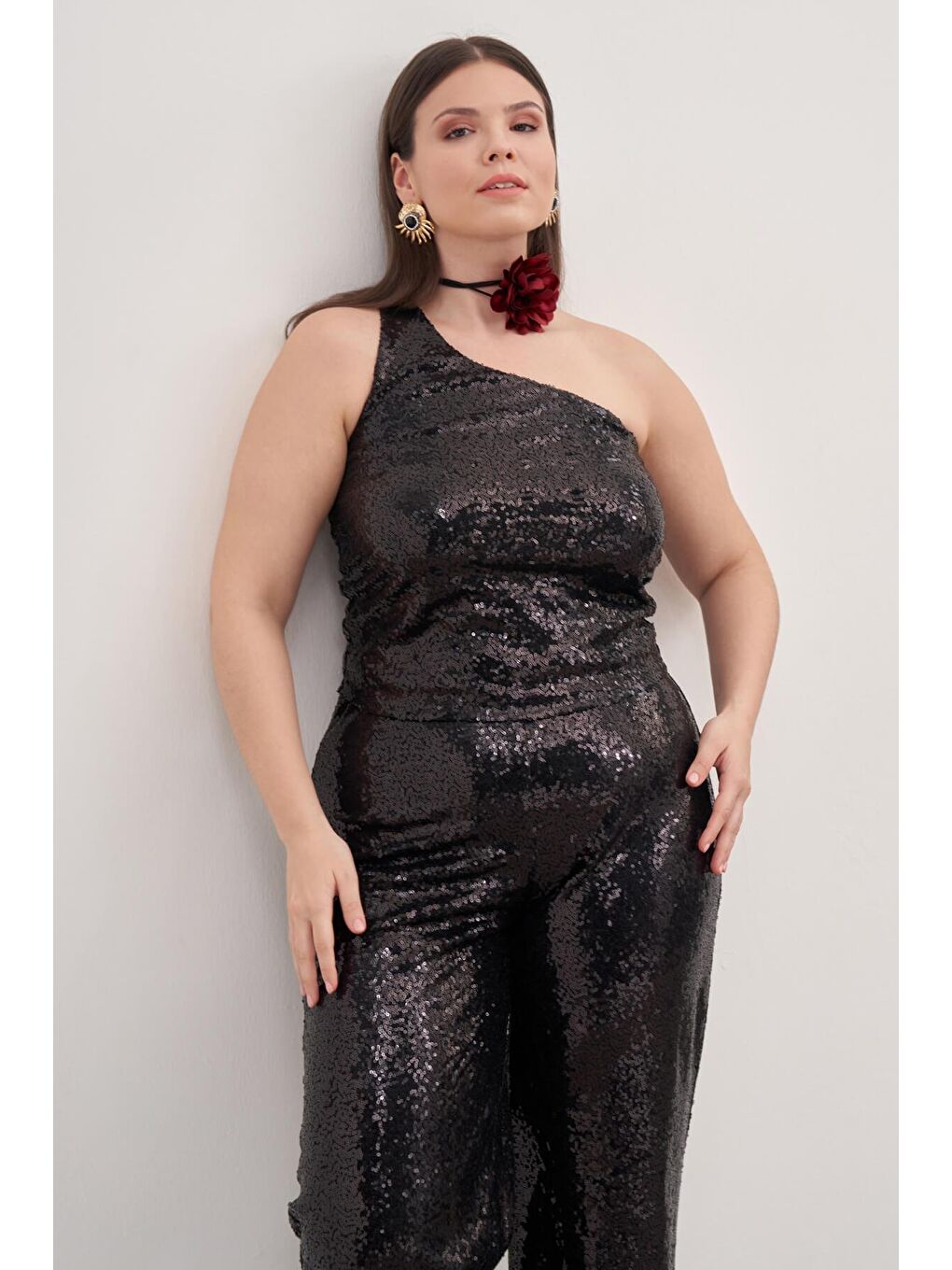 Siyah Tek Omuz Astarlı Payetli Top-2