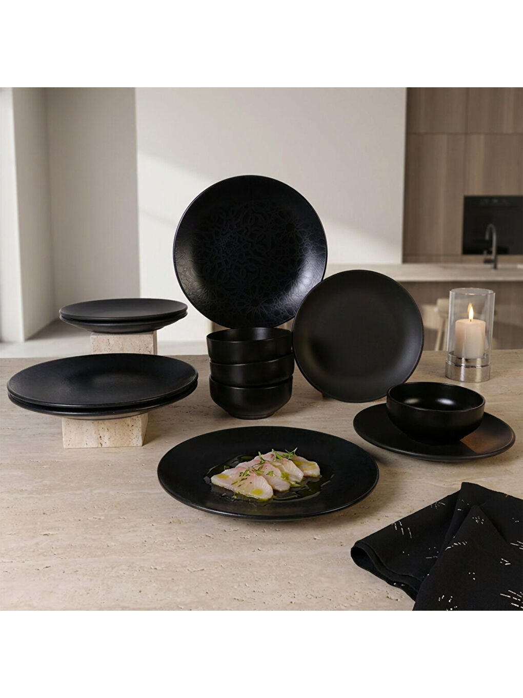 Siyah Enternasyonel Black Matt 12 Parça 4 Kişilik Yemek Takımı 141-2