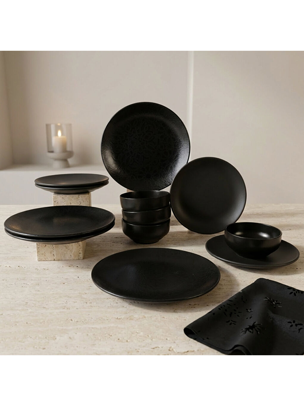 Siyah Enternasyonel Black Matt 12 Parça 4 Kişilik Yemek Takımı 141-3