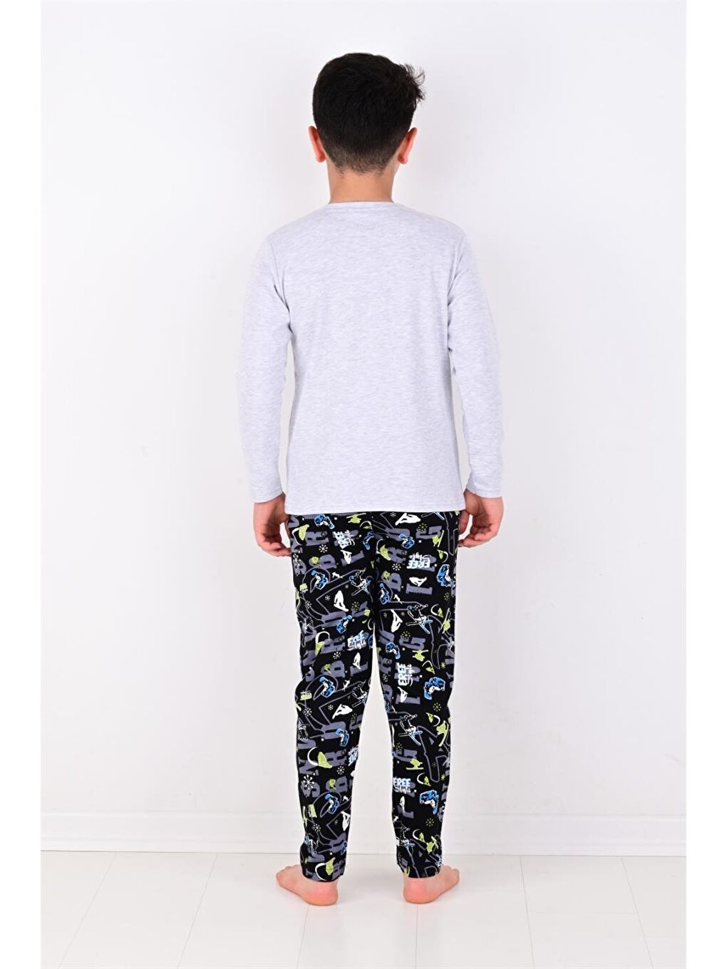 Gri Erkek Çocuk Winter Games  Uzun Kollu Pijama Takımı-3