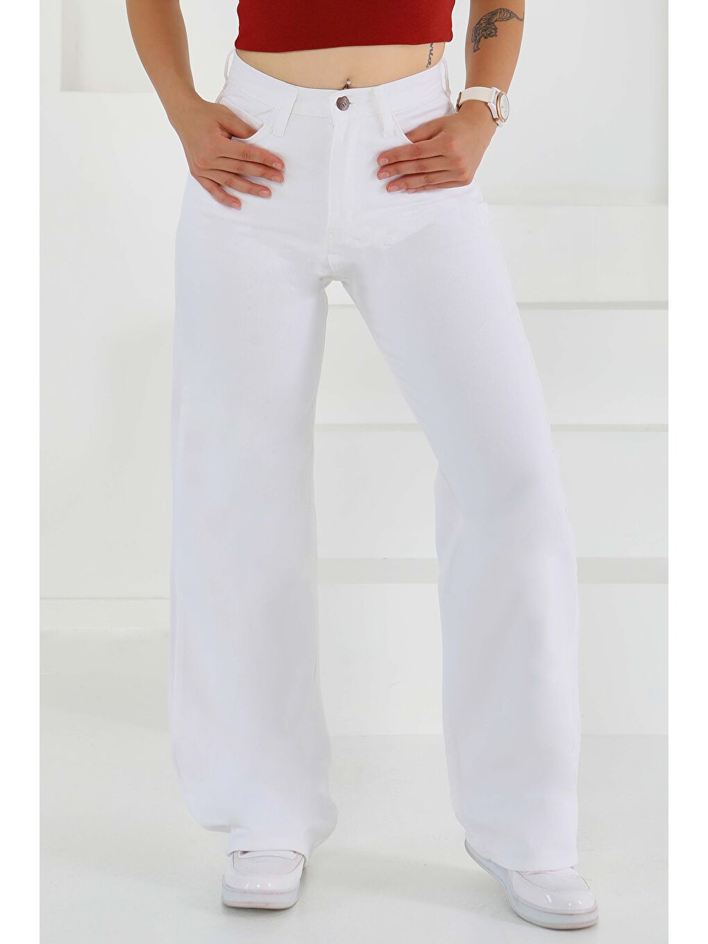 Palazzo Pantolon Beyaz - 27464-3