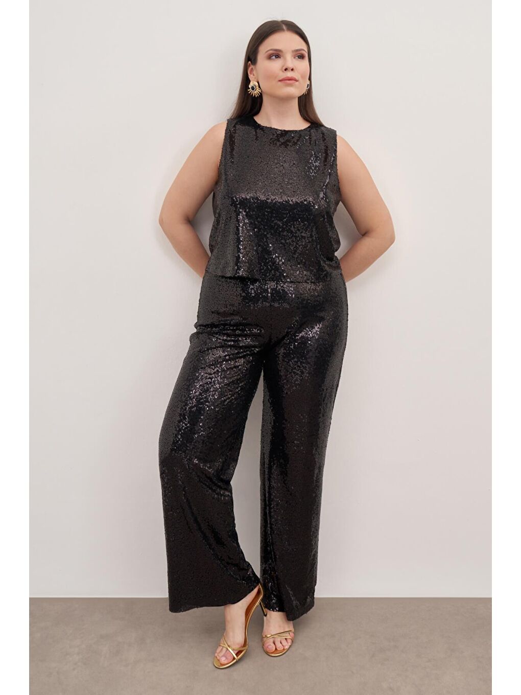 Mylinemoda Siyah Astarlı Payetli Top