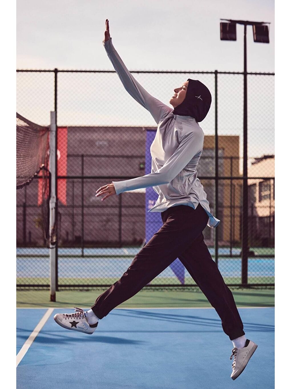 Active H-Per Cepli Uzun Kollu Fermuarlı Yaka Gri Tesettür Antrenman Tişörtü Act-7-2