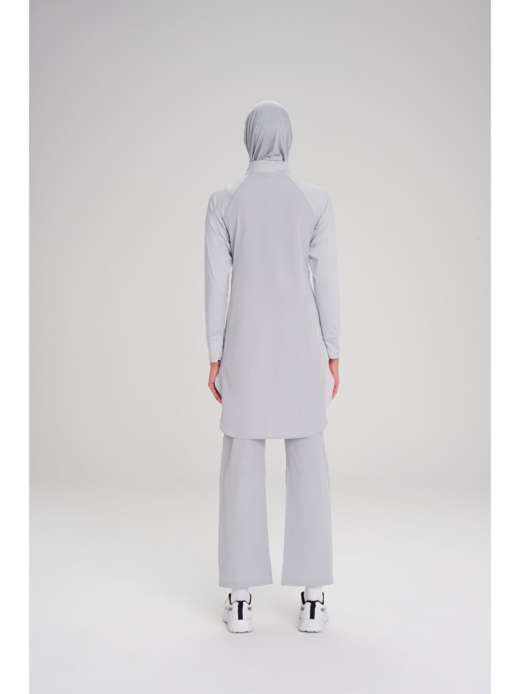 Active H-Per Cepli Uzun Kollu Fermuarlı Yaka Gri Tesettür Antrenman Tişörtü Act-7-10