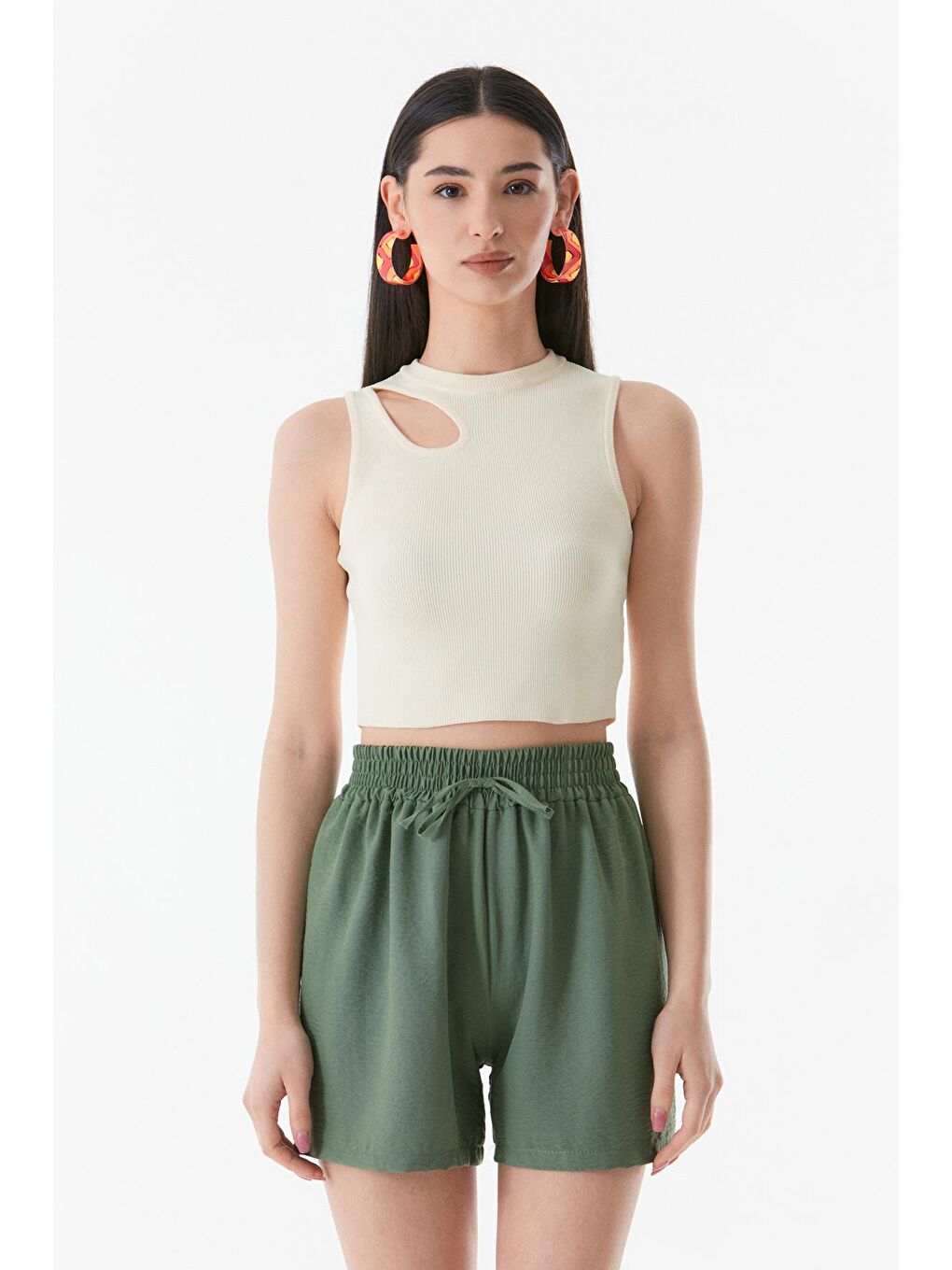 Bej Fitilli Omzu Pencereli Crop-1