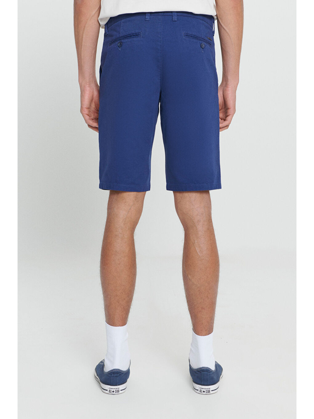 Erkek İndigo Slim Fit Dar Kesim Armürlü %100 Pamuk Casual Chino Şort-4