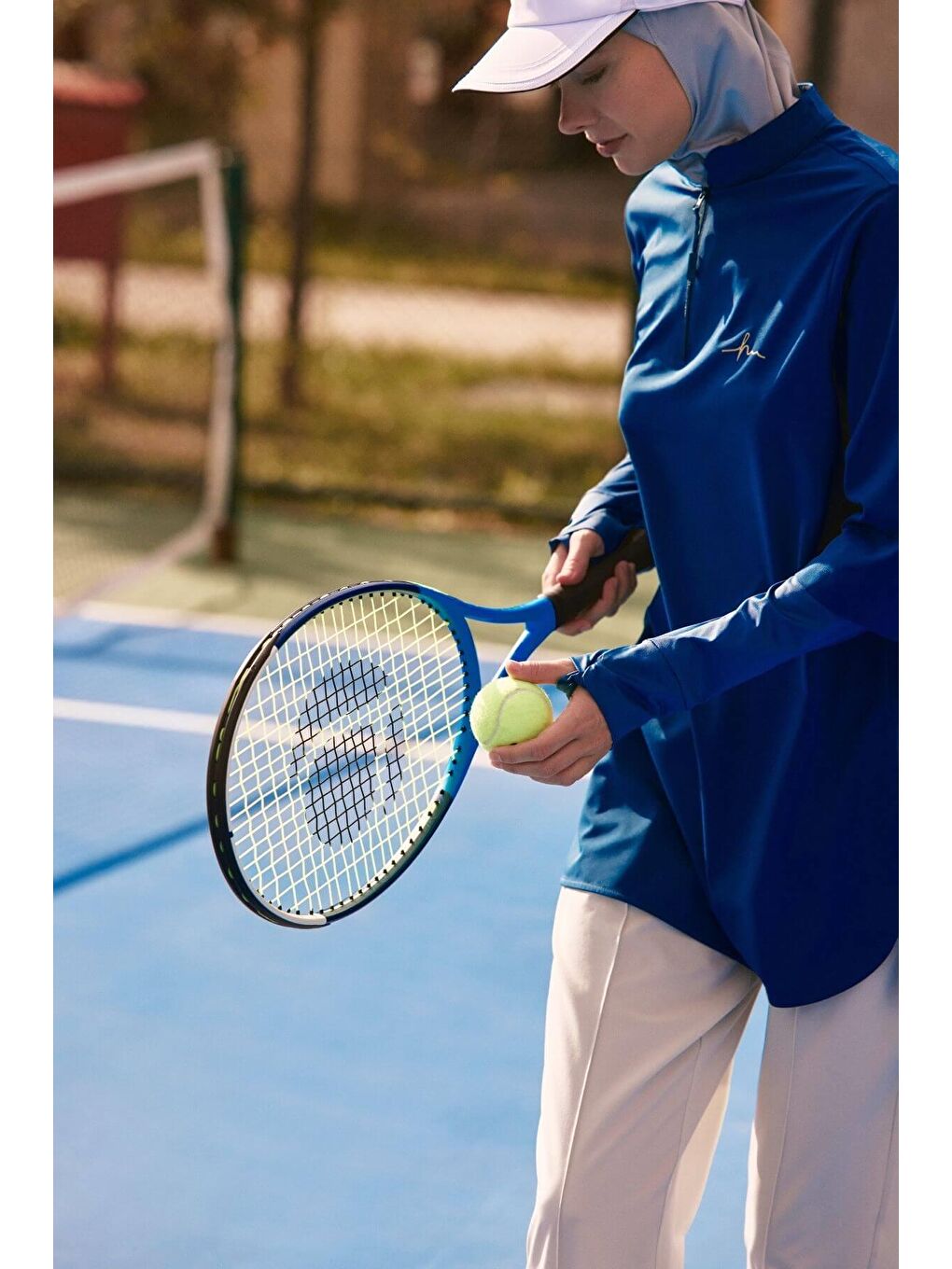 Petrol Active Uzun Kollu Yakası Fermuarlı Mavi Tesettür Antrenman Tişörtü Act-9-2