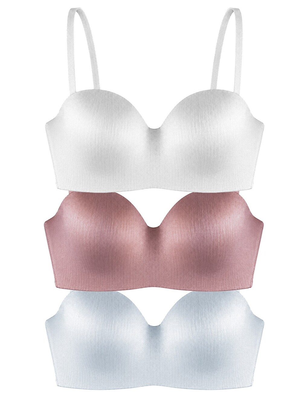 Karışık Seamless Bra - Maris | Micro Balenli Parlak Straplez Kadın Sütyen 3'lü Paket