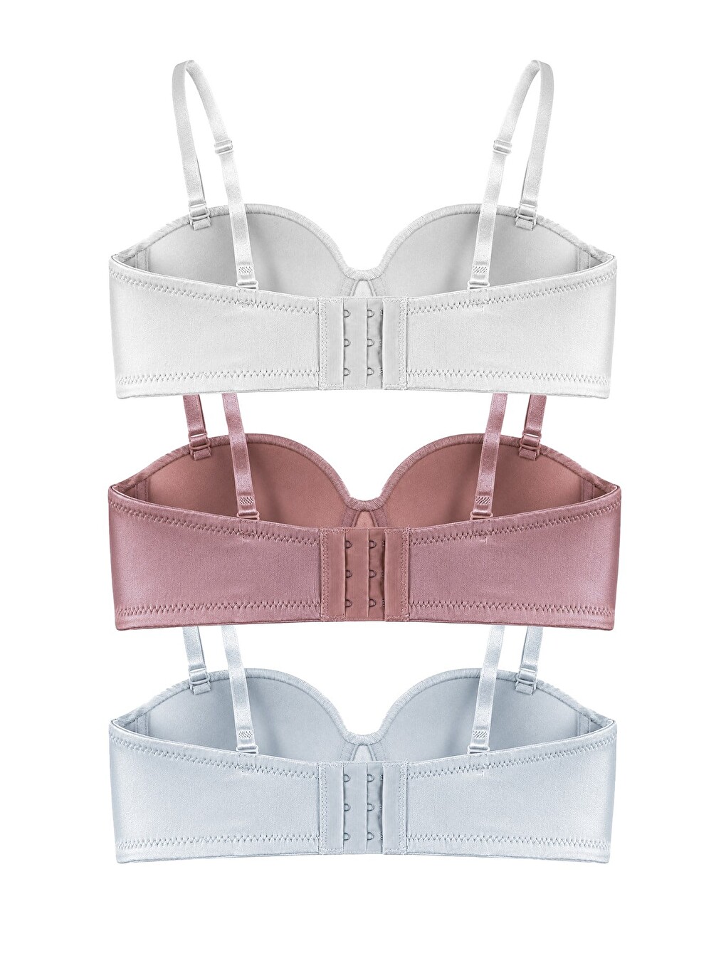 Karışık Seamless Bra - Maris | Micro Balenli Parlak Straplez Kadın Sütyen 3'lü Paket-1