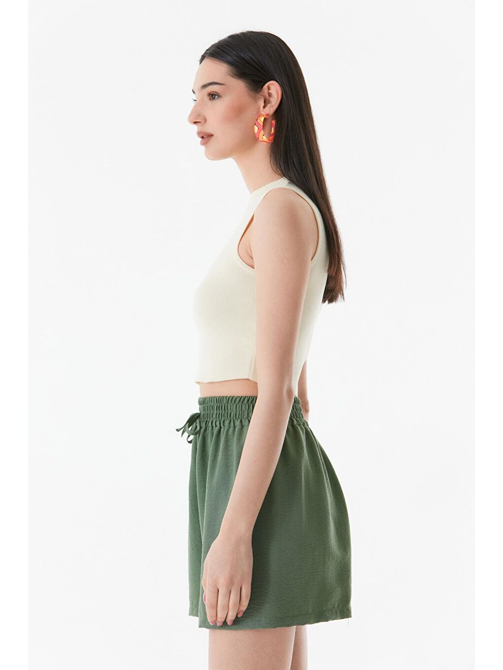 Bej Fitilli Omzu Pencereli Crop-3