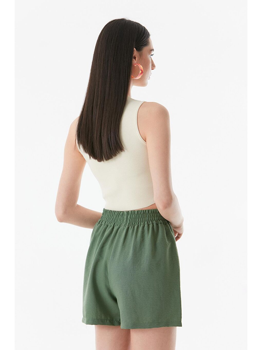 Bej Fitilli Omzu Pencereli Crop-4