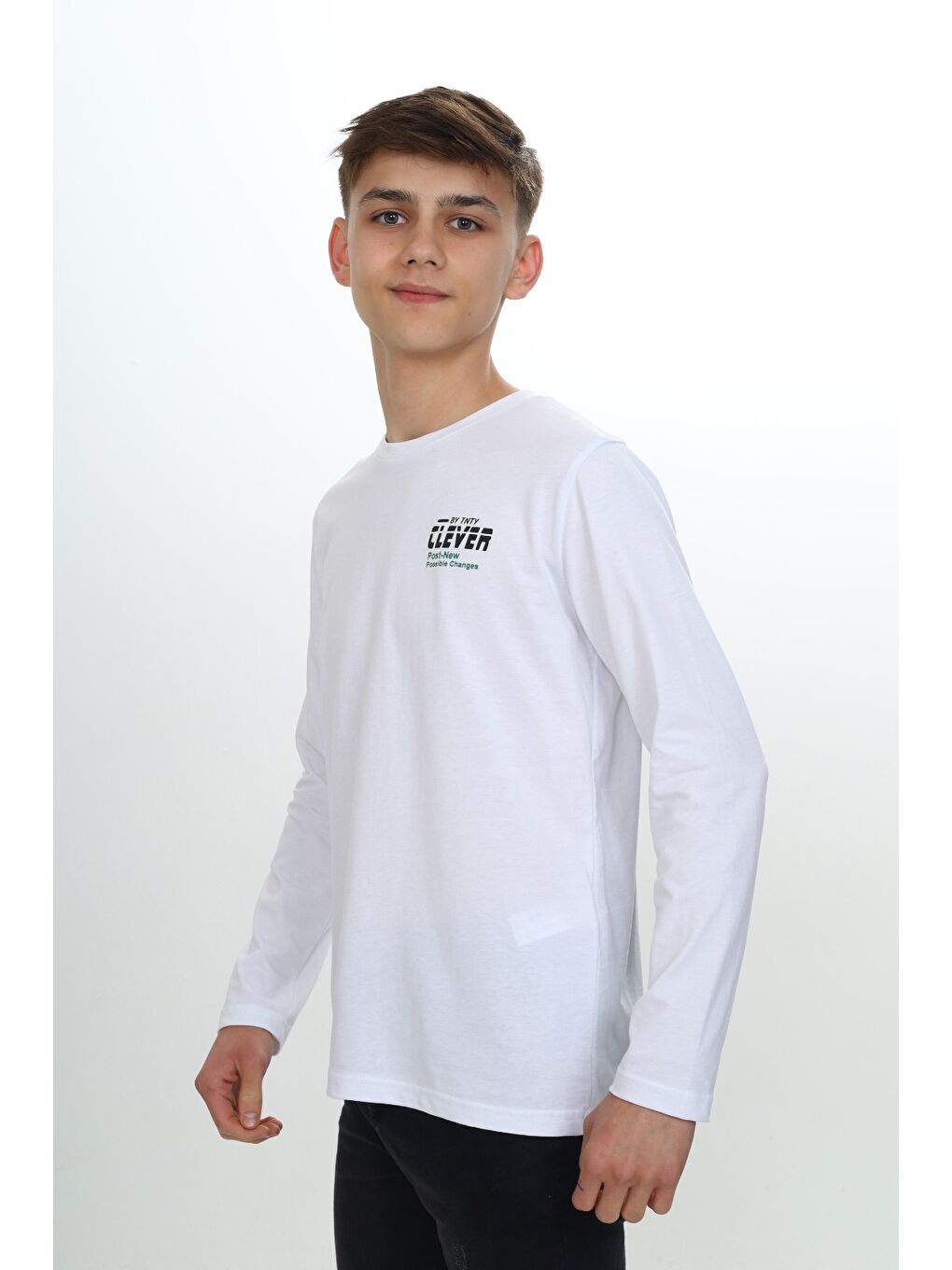 Beyaz Erkek Çocuk Baskılı Tişört-1