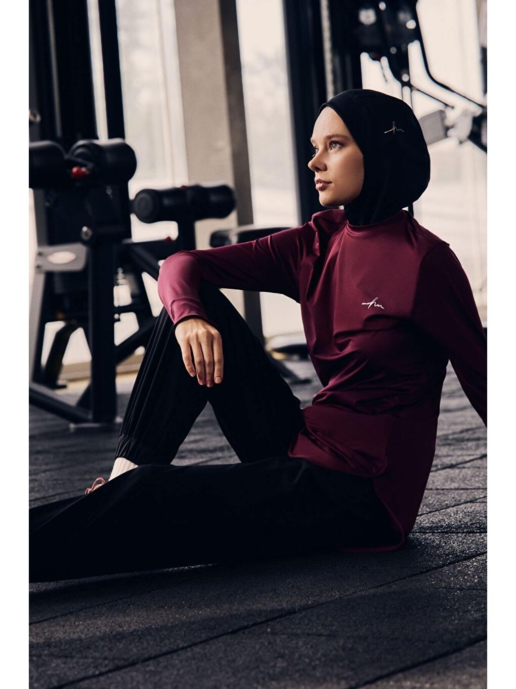 Active Uzun Kollu Bisiklet Yaka Mor Tesettür Antrenman Tişörtü Act-8-1