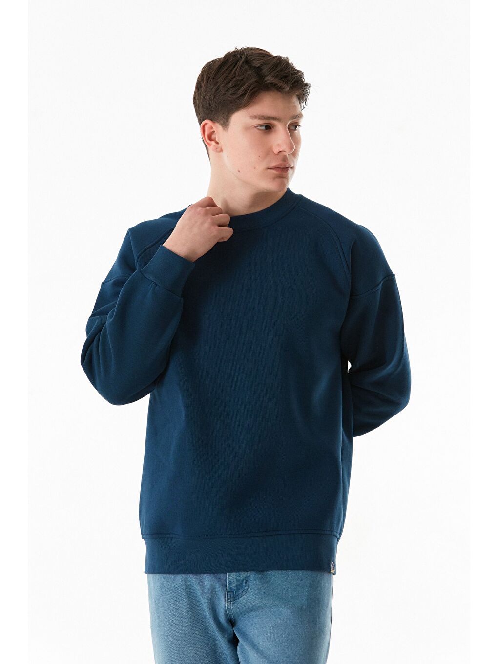 İndigo 3 İplik Basic Bisiklet Yaka Sweatshirt