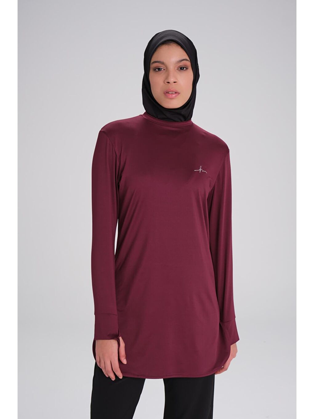 Active Uzun Kollu Bisiklet Yaka Mor Tesettür Antrenman Tişörtü Act-8-5