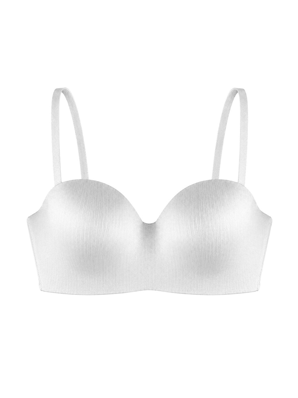 Ekru Seamless Bra - Maris | Krem Micro Balenli Parlak Straplez Kadın Sütyen