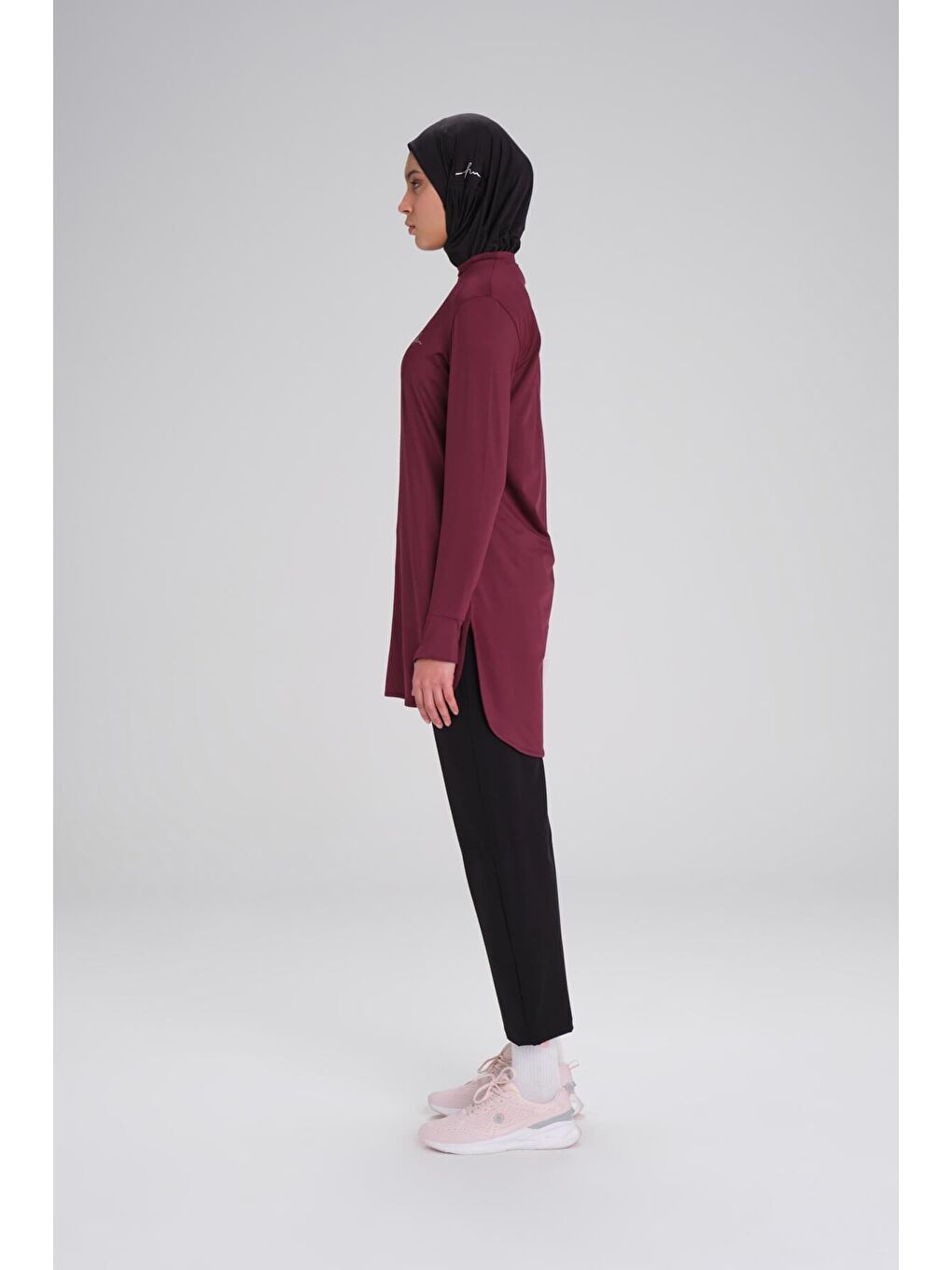 Active Uzun Kollu Bisiklet Yaka Mor Tesettür Antrenman Tişörtü Act-8-6